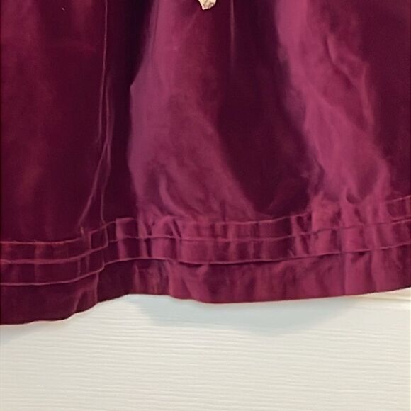 Vintage B.T. Kids Velvet Dress, burgundy, Floral braid, girls 4 - Picture 3 of 8